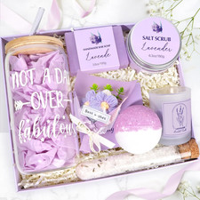 Lavender Spa Gift Basket for Women Bath Set Self Care Birthday Gift for Her Mom