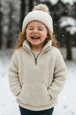 5-6 cuddly Sherpa poly pullover white Quarter Zip