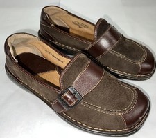 Born Loafers Vintage 90s y2k Brown Leather Suede Square Rounded Toe Womens 7.5