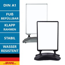 Gehwegaufsteller A1 Kundenstopper wetterfest bef&uuml;llbar silber schwarz Windmaster