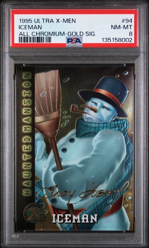 1995 Ultra X-Men - Iceman - All Chromium - Gold Signature - PSA 8