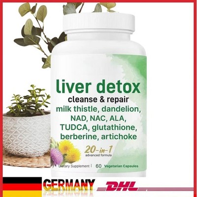 Liver Detox, 60 Veggie Capsules|20-in-1 Advanced Complex Liver Cleanse & Repair！