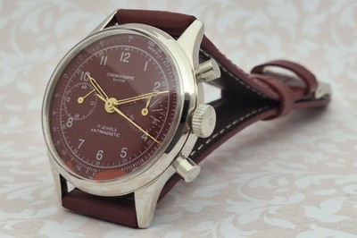 Chronograph Suisse Jumbo Cal. Watch Landeron 51 Perfect Working Manual.