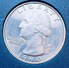 1990-S GEM Proof Washington 25c ~ From Prestige Proof Set ~ Impaired ~ W87