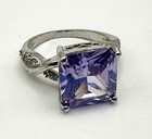 Stunning Sterling Silver Vintage 925 Cocktail Purple Cz Stone Ring. Size 8 — photo 1
