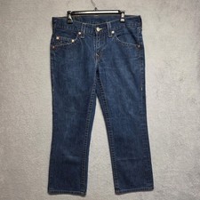 True Religion Jeans Mens 34x28 Blue Made In USA Y2K Stitch Distressed (TAG 32)