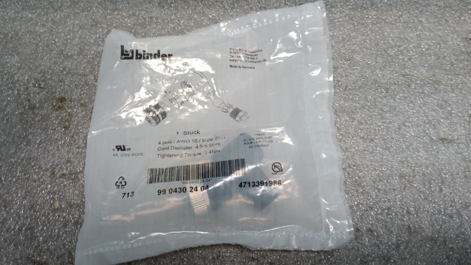 NIB Binder 99-0430-24-04 Circular Connector, 763 Series, Cable Mount - Image 2 of 2