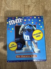 M M's Blue Character Radio Shack Collector Series AM/FM Radio Headphones New