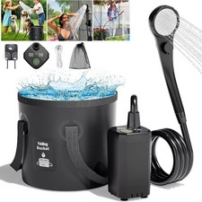 Portable Camping Shower 6000mAh Rechargeable Electric Shower Pump w/ 20L Bucket