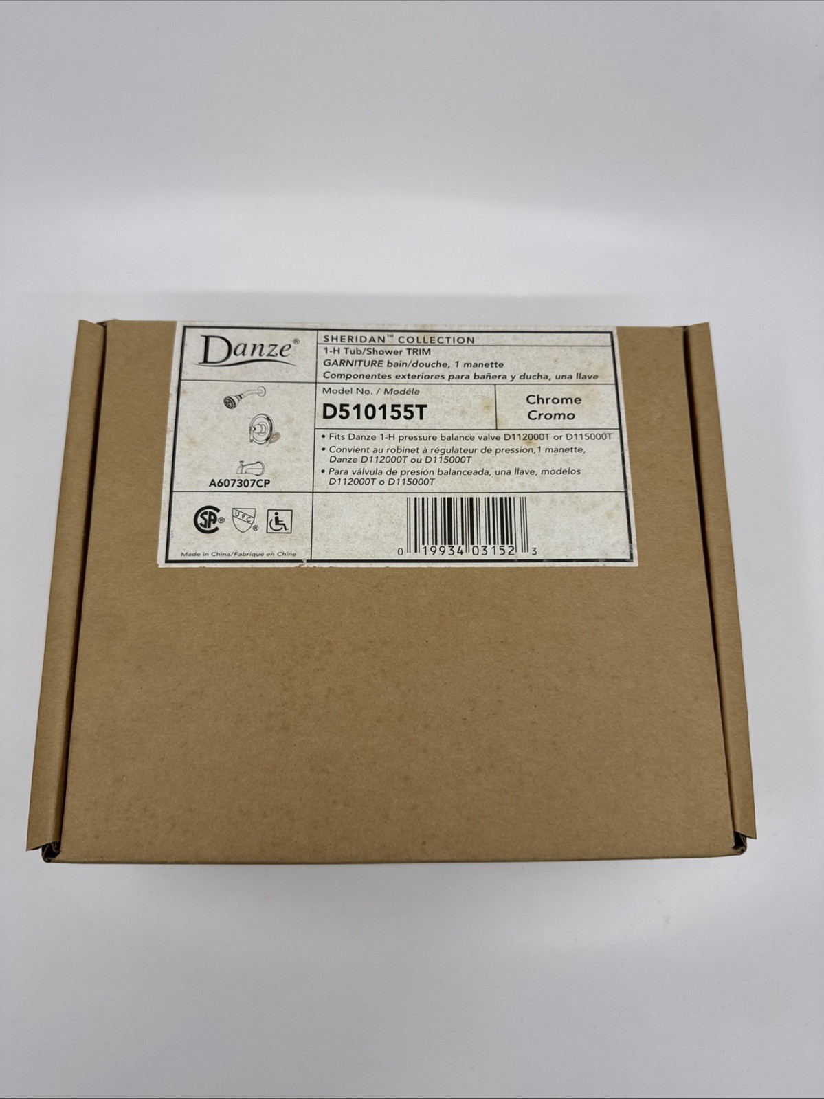 Danze D510155T Sheridan Collection Tub and Shower Faucet Trim Kit Chrome