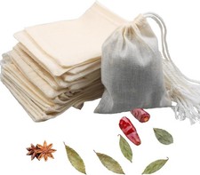 10Pcs Reusable Tea Filter Bag, Soup, Bone Broth Brew, Spice, Muslin Strainer,