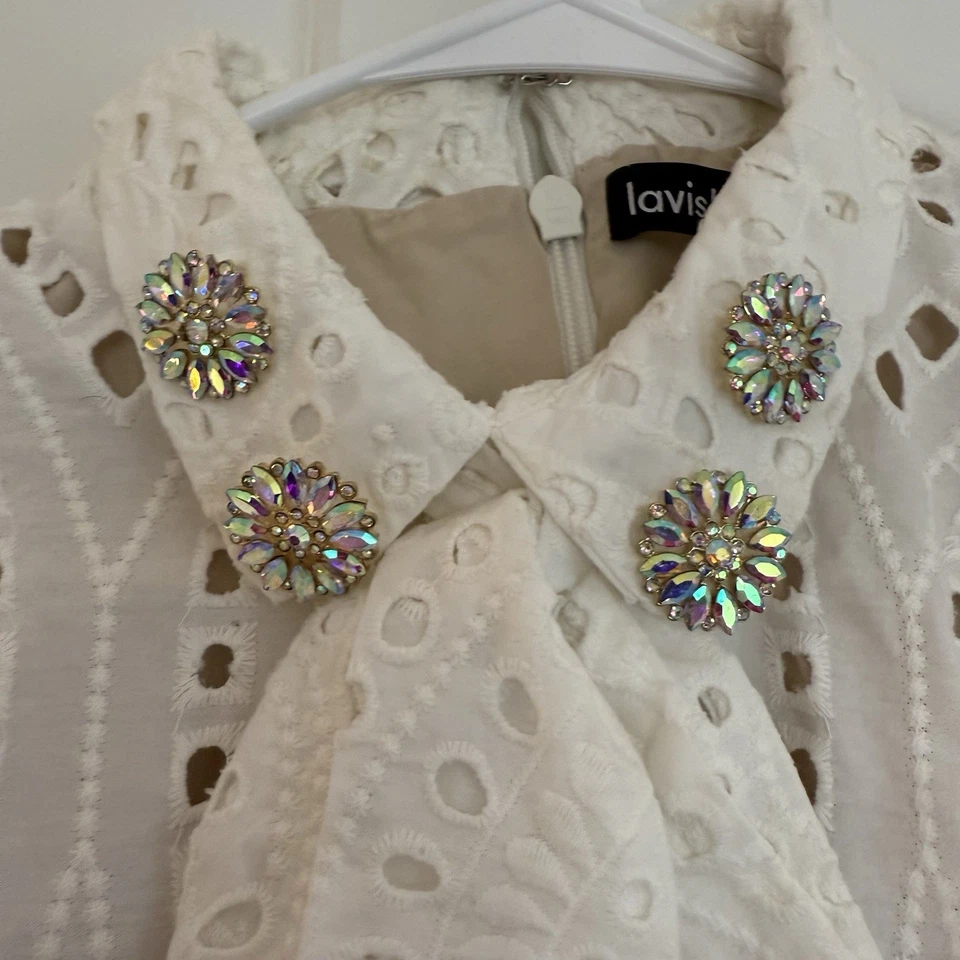 Lujoso mameluco Alicia precioso talla 6, islote de encaje, pedrería, coqueta femenina Foto 4 de 4