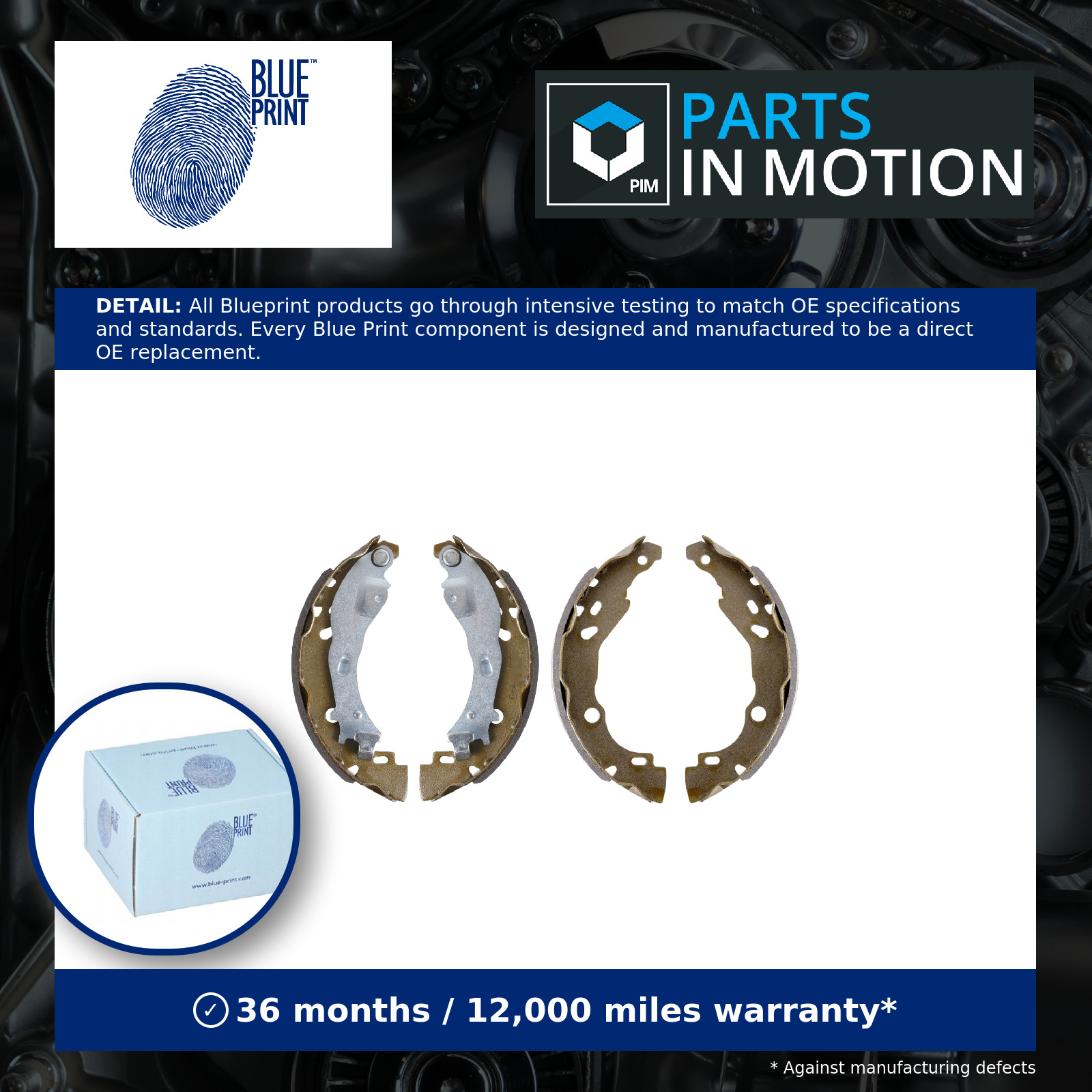 Rear Brake Shoe Set Fits Citroen C2 C3 Pluriel OE 4241L7 Blue Print ADBP410002 - Image 4