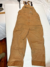 Carhartt Loose Fit Bib Overalls Men XXL Short Brown OR4031-M Quilted Insulated