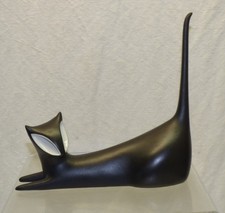 Vintage Royal Dux Black Porcelain Cat Figurine MCM Bohemian Czech Jaroslav Jezek