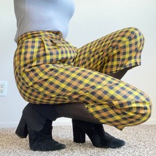 Vintage Donna Azzurra Autumn Buffalo Plaid High Waist Culottes Wide Leg Pants
