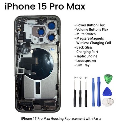 iPhone 15 Pro Max Rückseitenabdeckung Gehäuse Ersatz Natural TITANIUM - Set