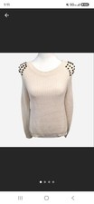 Express Cream Sweater With Studs On The Shoulders