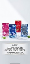 GATSBY Medicated Body Wipes Cooling Sheet 30 Sheets Made in Japan Choice of 4