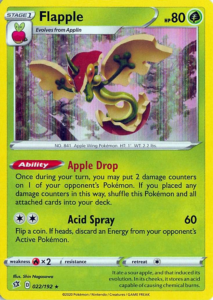 Flapple 022/192 Holo Rare Rebel Clash Pokemon Near Mint