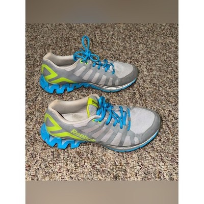 Reebok Men's size 11 zig tech Gray, Blue & Neon Green Athletic Running Shoes
