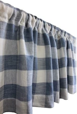 Plaid Valances 54x15" Set of 3 Threshold Blueberry Check Cotton Rod Pocket 