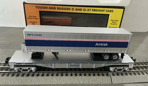 Carro plano MTH Rail King Amtrak con remolque Amtrak 30-76356 nuevo en caja calibre O | Zustand: New