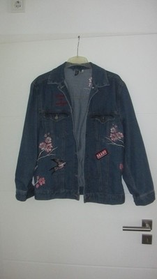 H&M Divided tolle Jeans Jacke mit Blumen Motiv Gr.38 TOP
