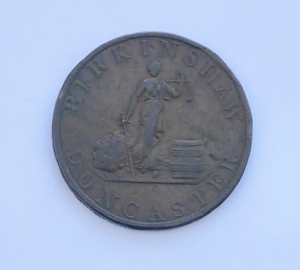 1812 ONE PENNY TOKEN FOR BIRKINSHAW OF DONCASTER (PAWNBROKER, YORKSHIRE)