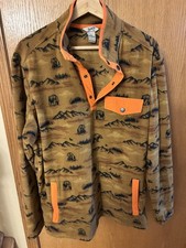 Men’s Size Medium Duluth Brown Bear Pullover Fleece 1/4 Button Up Pockets