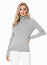 YEMAK Women's Classic Long Sleeve Turtleneck Pullover Sweater MK3349 S-L 