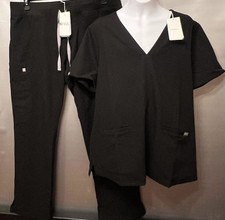 Figs NWT Women  s Black Scrub Set Sz Lg Kade Cargo Pants  Lg Casma 3 Pocket Top
