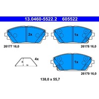 ATE 13.0460-5522.2 Bremsbelagsatz, Scheibenbremse Bremsbelag Bremsen