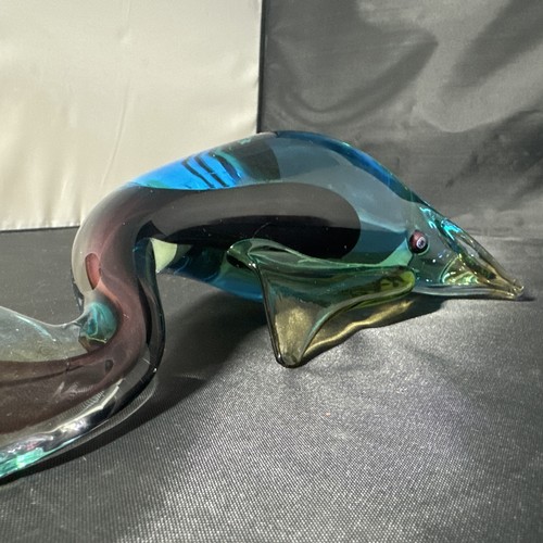 Large Stunning MUrano Art Glass Sommerso w/ Millefiori eyes Blue Purple Yellow - Picture 19 of 24