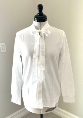 NIB GANT Ladies Oxford Button Up Long Sleeve Shirt Bow Tie Cotton SZ EU 34 US 4