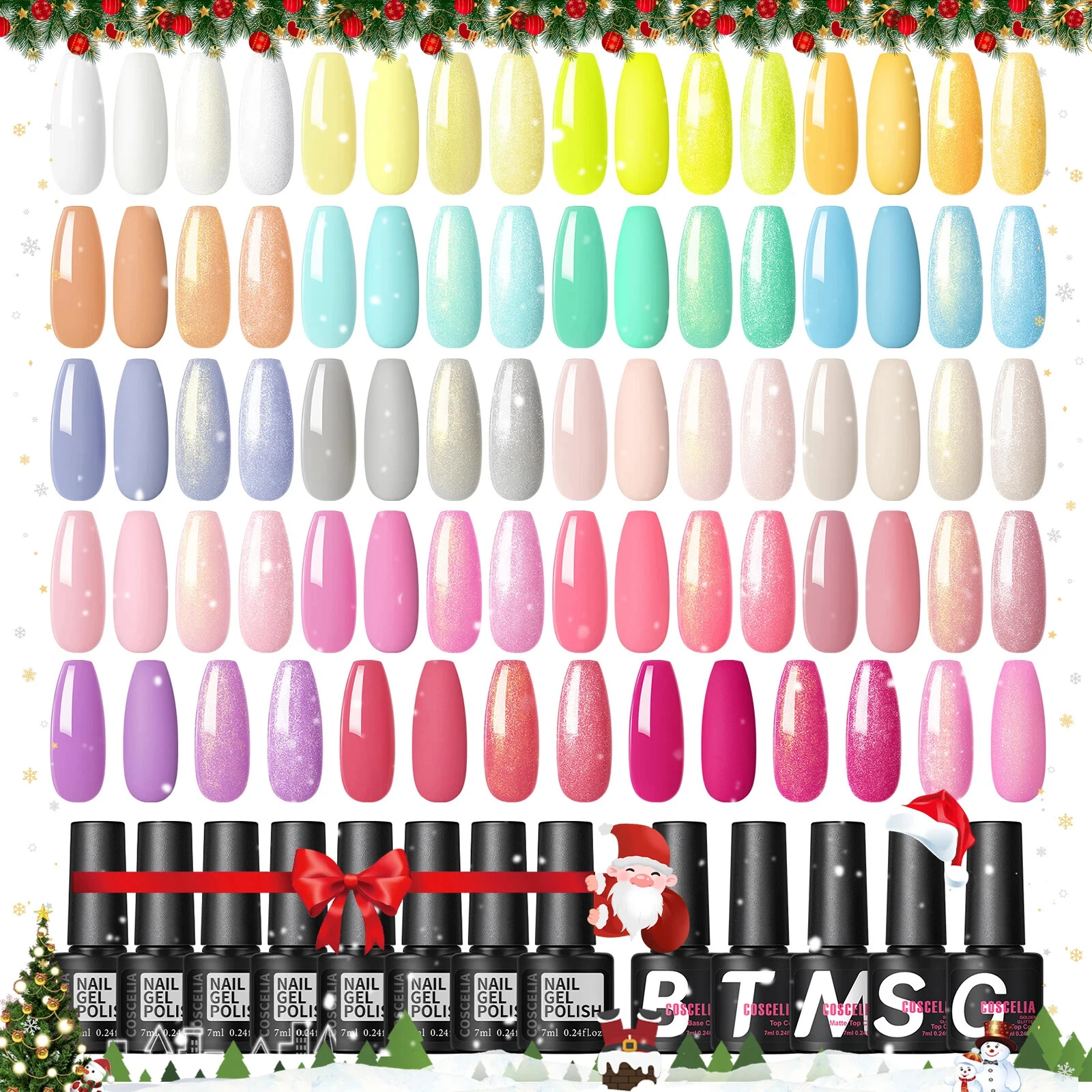 20PCS Gel Nail Polish Set with 7ML Base Glossy Matte Gold Sliver Glitter Coat
Opens in a new window 