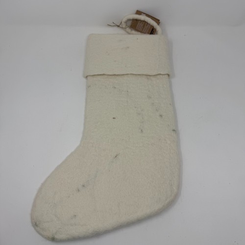 West Elm X PBK Felted Stocking Christmas Holiday Embellished Wool Cream New - Picture 53 of 59