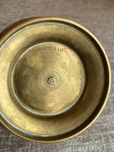Vintage INDIAN Floral Themed etched BRASS Rose Bud Posy Bowl Vase 4.5” Tall - Picture 5 of 12
