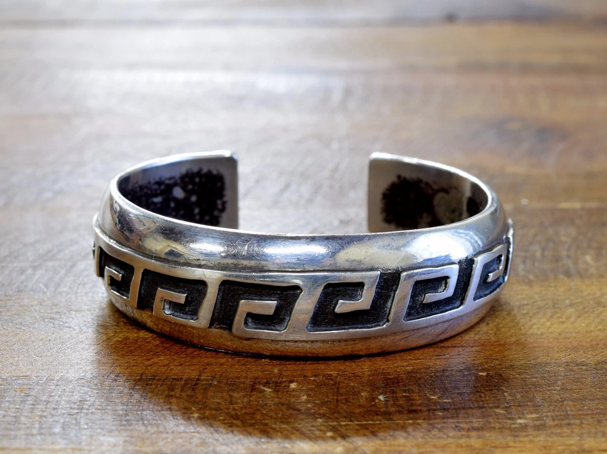 Vintage Navajo Swirl Sterling Silver Bracelet By Gene Martha