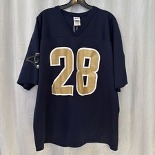 VINTAGE St Louis Rams Jersey Mens XL Blue Gold Marshall Faulk 90s NFL
