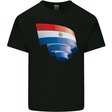 Curled Paraguay Flag Paraguayan Day Football Mens Cotton T-Shirt Tee Top