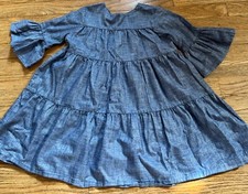 Dress Gymboree Girls Blue Denim Tiered Size 6 Shimmery Shiny