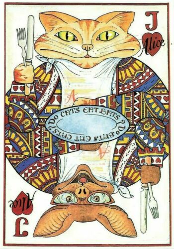 Alice in Wonderland Postcard, Do Cats eat Bats ? Jack Playing Card RR2