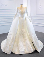 Satin Mermaid Wedding Dress Elegant Embroidery Detachable Tail Advanced