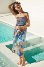 Farm Rio Smocked Cover-Up Midi Dress Medium NWT