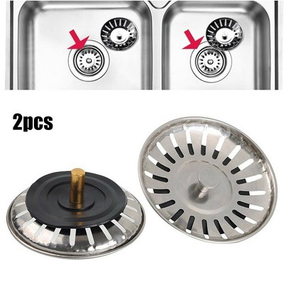 2x Stainless Steel Kitchen Bathroom Sink Drain Strainer Drainer Waste Plug Tools