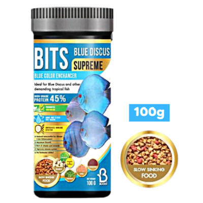 Bits Blue Discus Food Tropical Fish Enhancer Color Slow Sinking Fresh Water 100g