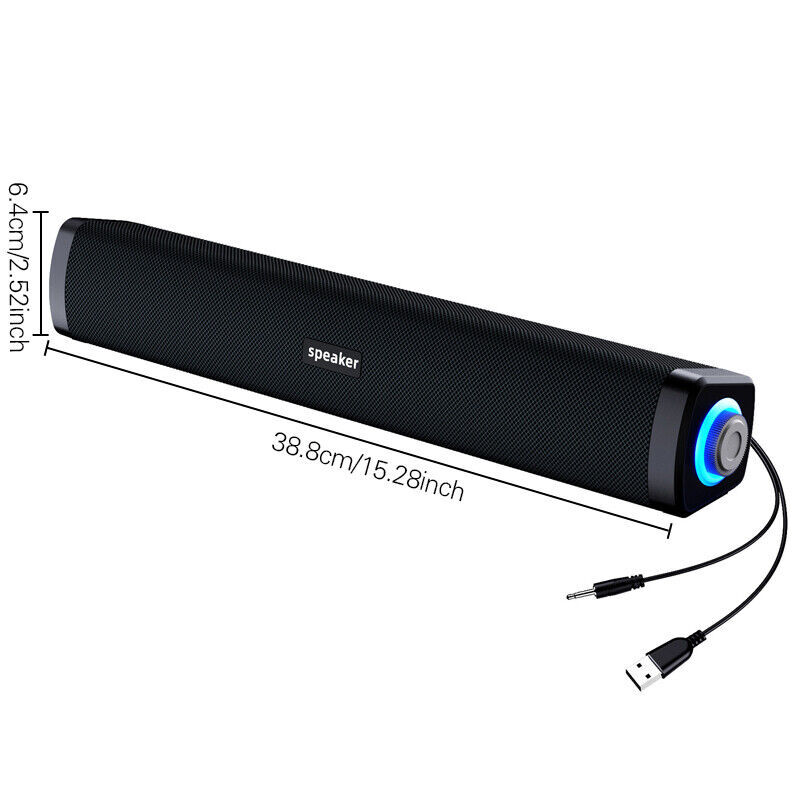 LED USB 3.5mm Wired Sound Bar Computer Stereo Speakers USB For PC