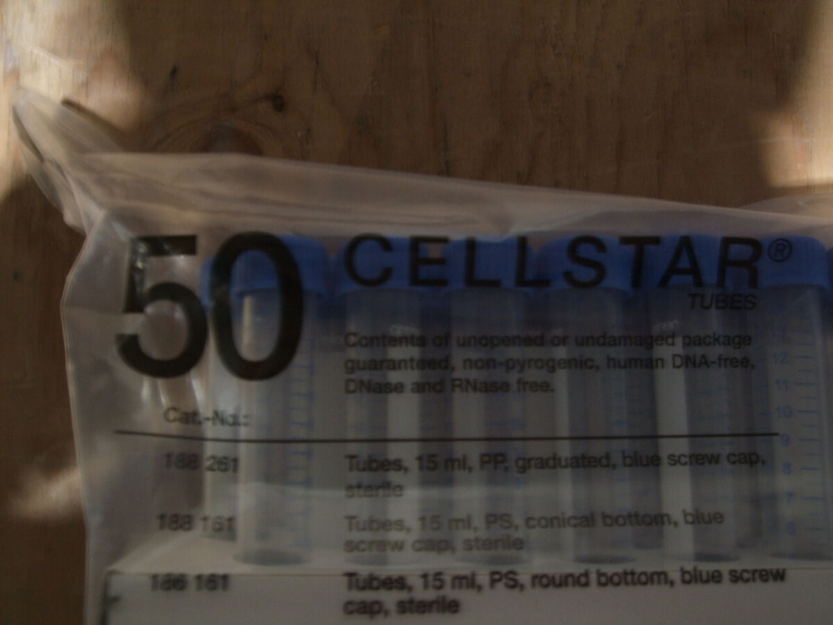 (50) GREINER BIO-ONE CELLSTAR 188261 15ML PP GRADUATED CONICAL BOTTOM TUBES (50) GREINER BIO-ONE CELLSTAR 188261 15ML PP GRADUATED CONICAL BOTTOM TUBES