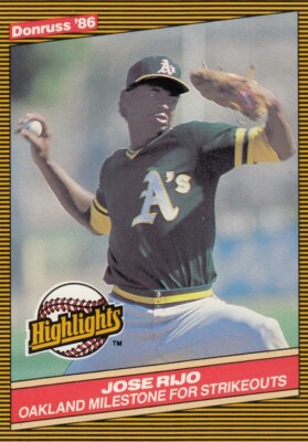1986 Donruss Highlights # 2 Jose Rio -- Oakland Athletics -- Box 746 | eBay